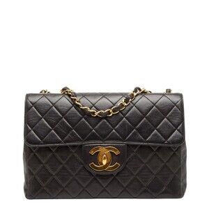 CHANEL Coco Mark Matelasse Chain Shoulder Bag in Black Lambskin for Women
